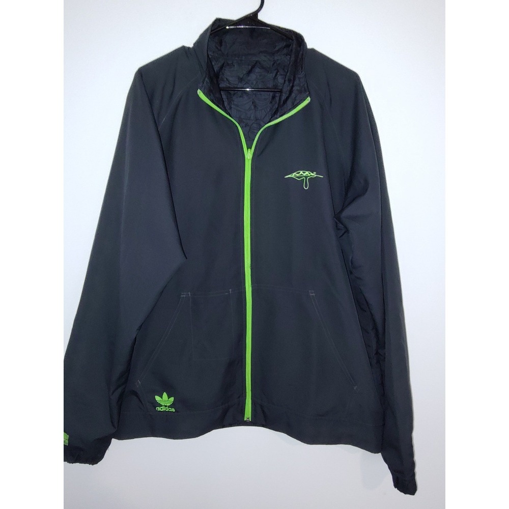 Adidas Originals Mysterious Al Reversible Windbreaker Jacket Black Neon Green XL